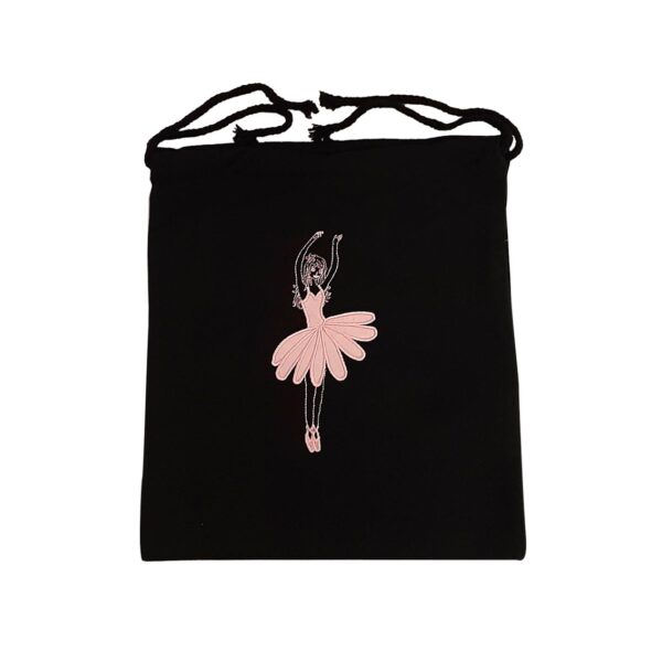 Ballerina Canvas String Bag - Black