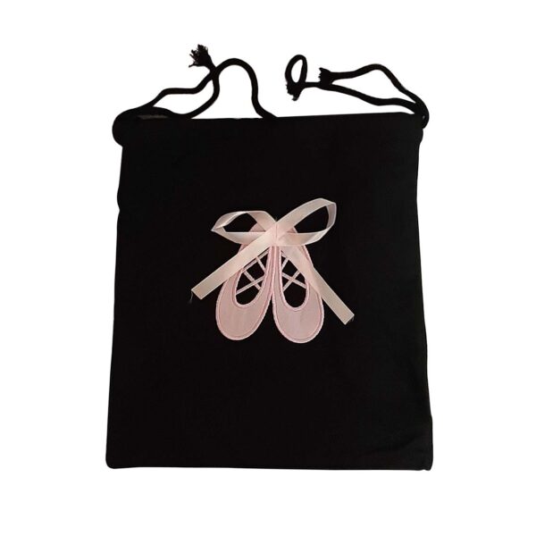 Ballet Shoe Canvas String Bag - Black